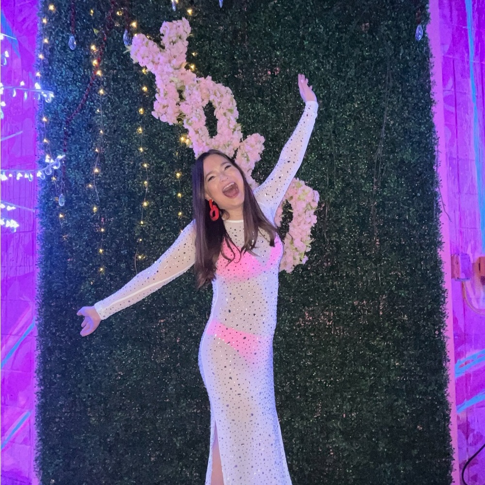 White Sequin see through Gown